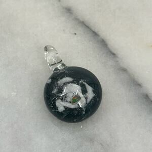 Circular holographic glass pendant